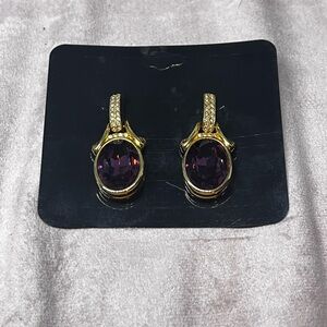 Swarovski Swan Purple Crystal Pave Golf Pendant Earrings
